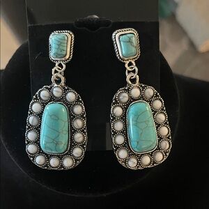 Turquoise and Silver Dangle Earrings